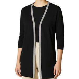 FWS Fiona Black Clasp Front Cardigan with Diamond Trim Women's Size L